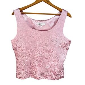Dressbarn Women's Pink Y2K Retro Textured Sleeveless Cropped Tank‎ Top  Size 12